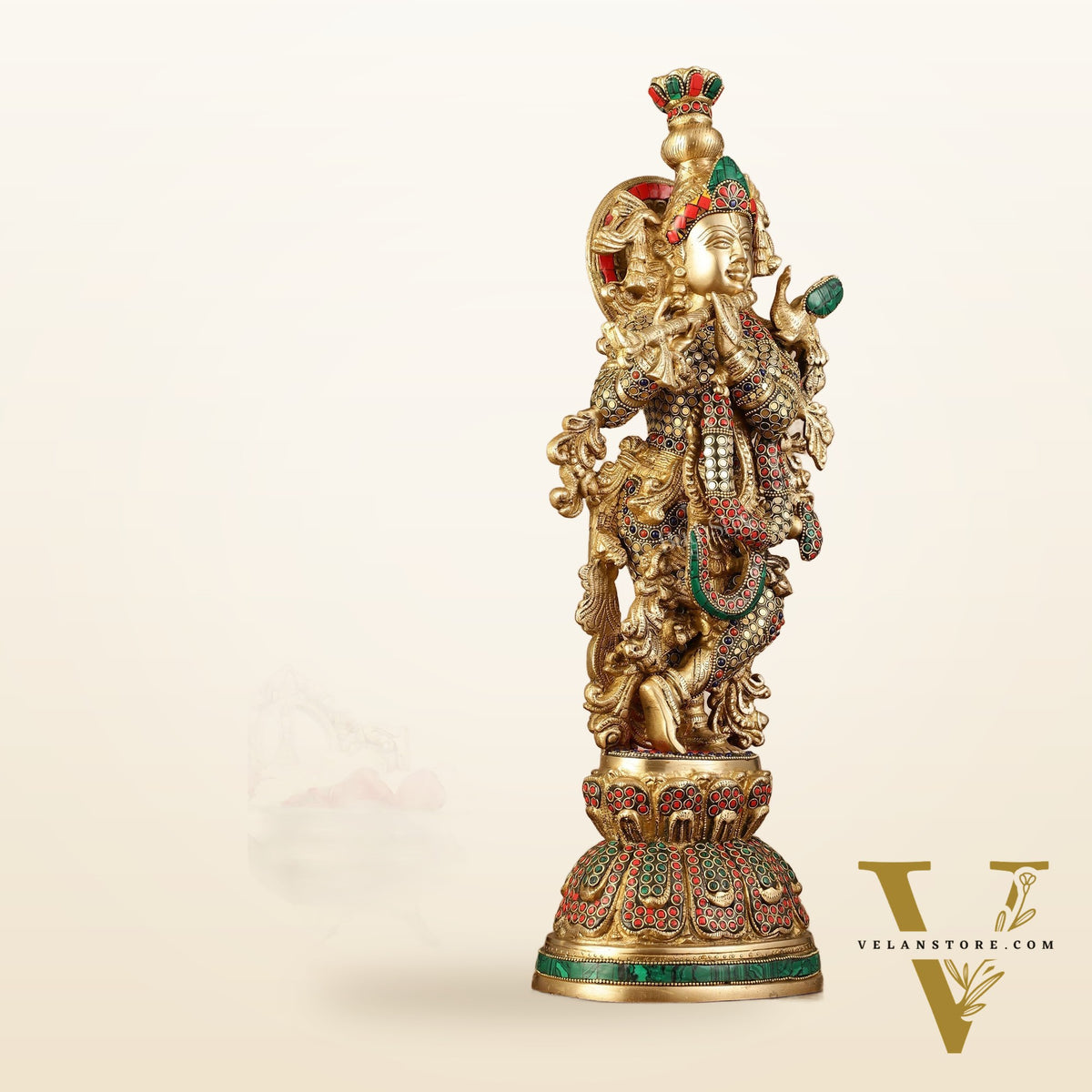 Pure Brass Krishna Statue - 21 inch