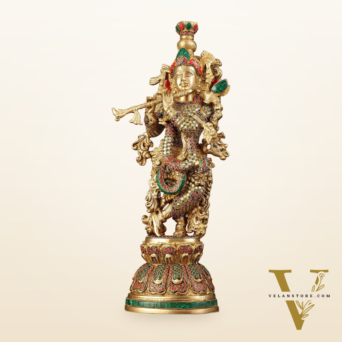 Pure Brass Krishna Statue - 21 inch