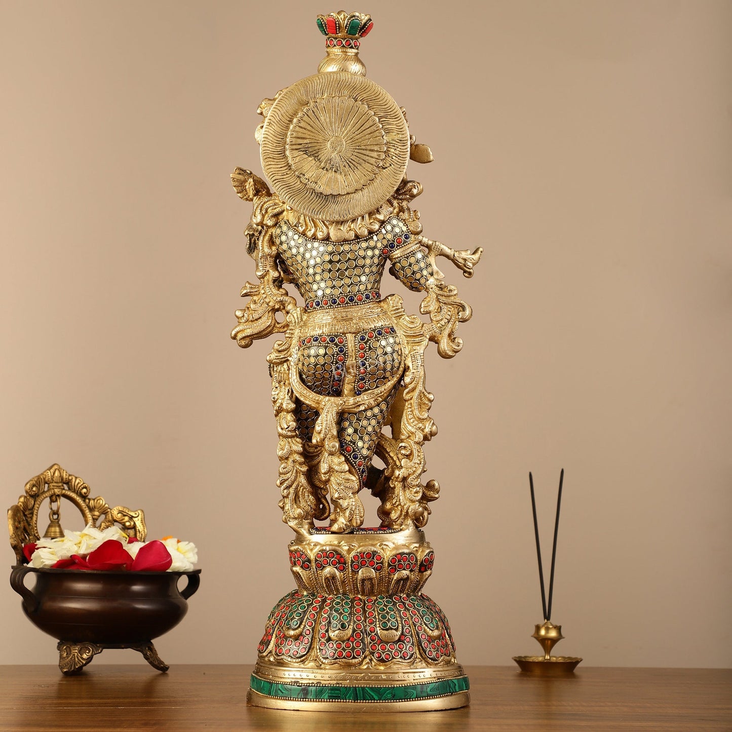 Pure Brass Krishna Statue - 21 inch