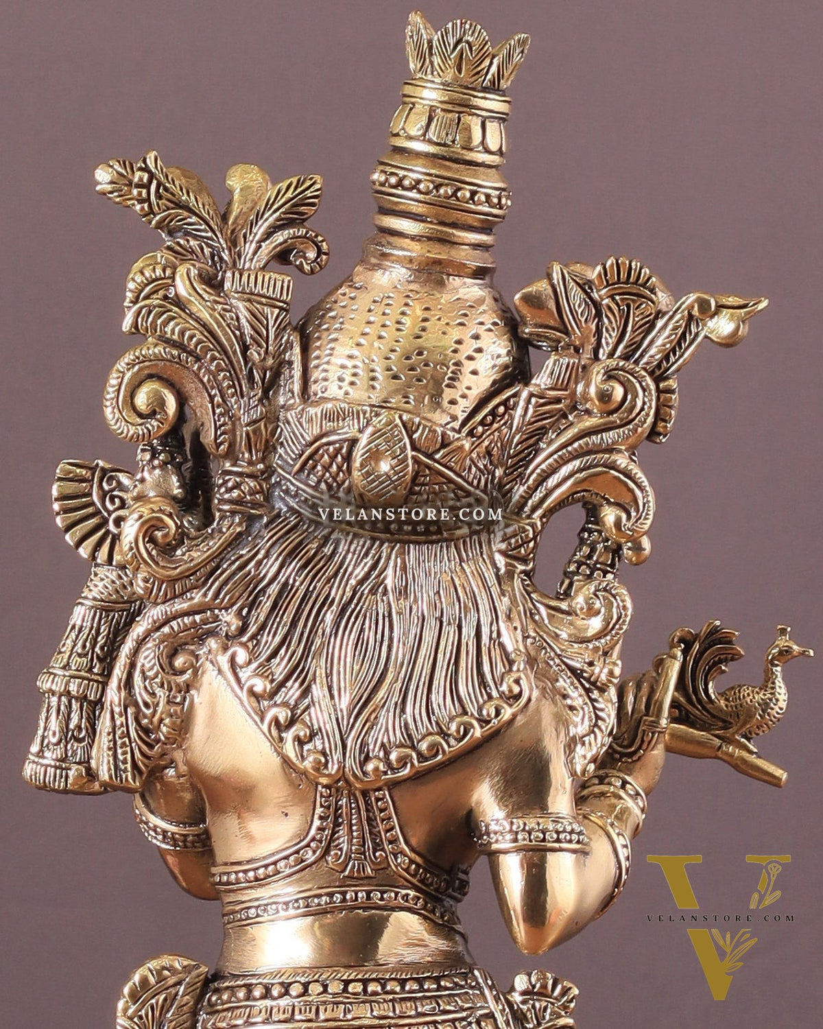 Pure Brass Krishna Superfine Statue with Intricate Carvings 16"