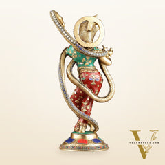 Pure Brass Krishna Surrenders to Kaliya naag Idol 15"