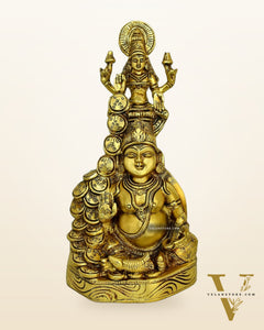 Pure Brass Kubera Lakshmi Idol - 10.5" | Vastu Special