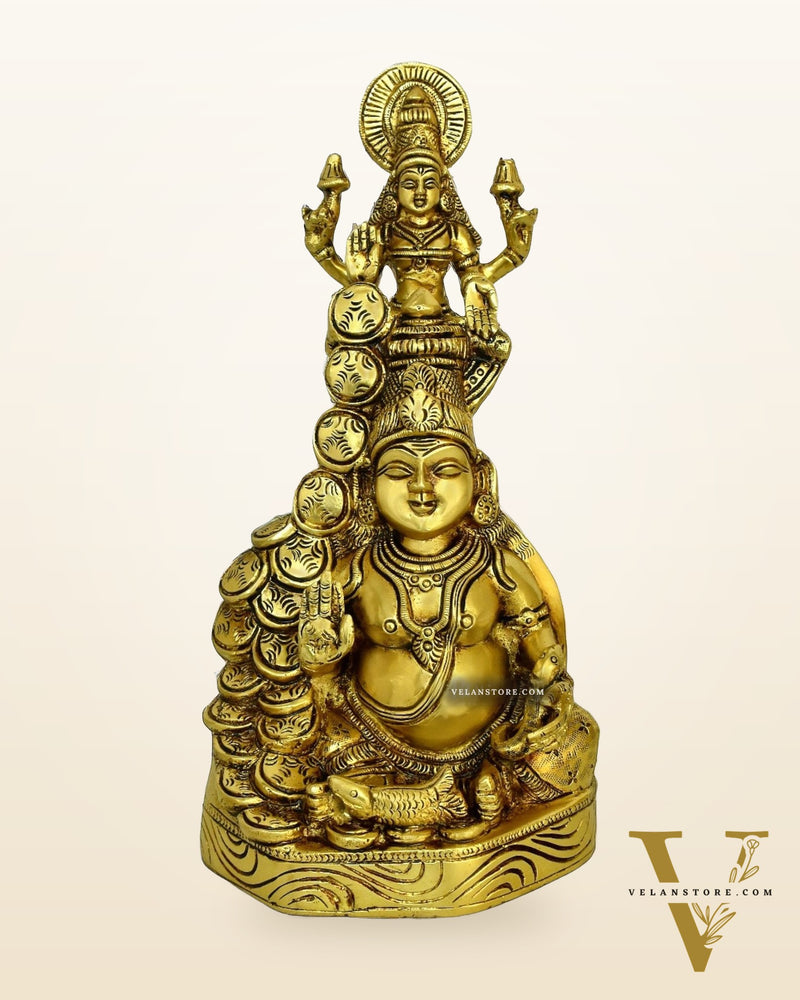 Pure Brass Kubera Lakshmi Idol - 10.5" | Vastu Special