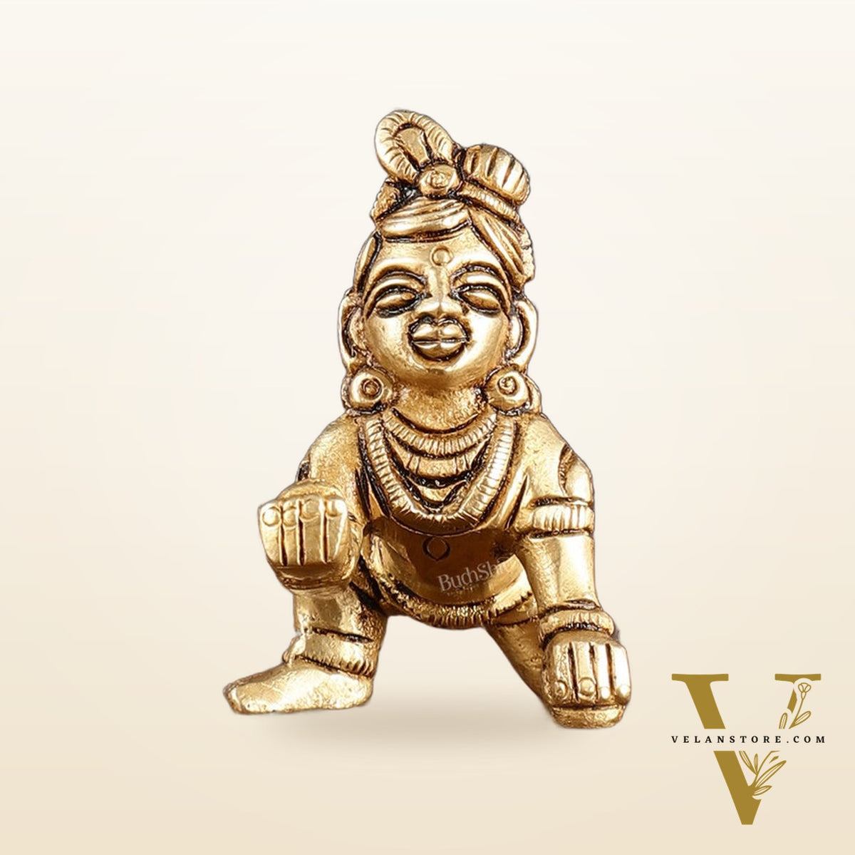 Pure Brass Laddoo Gopal Krishna Baal Krishna Idol - 2.5"