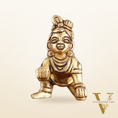 Pure Brass Laddoo Gopal Krishna Baal Krishna Idol - 2.5"