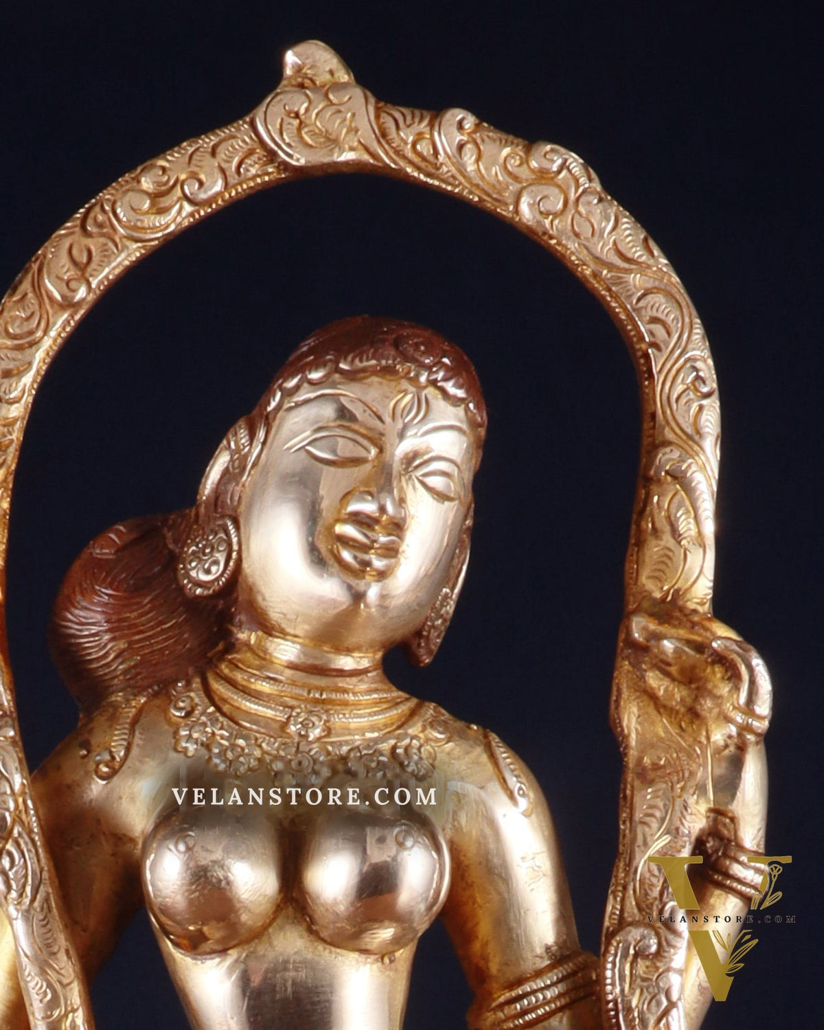 Pure Brass Lady Statue – Ajanta Inspired, 16.5 Inch double chola