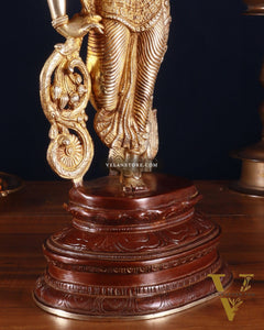 Pure Brass Lady Statue – Ajanta Inspired, 16.5 Inch double chola