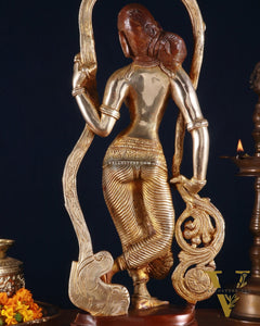 Pure Brass Lady Statue – Ajanta Inspired, 16.5 Inch double chola