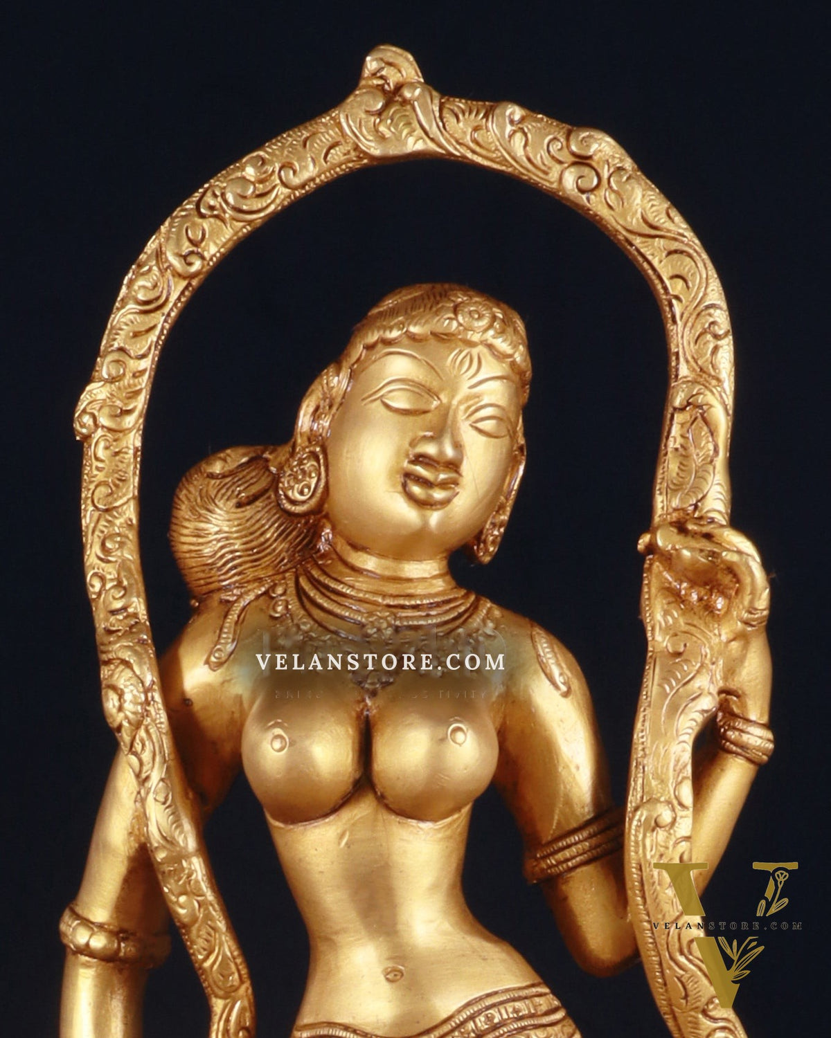 Pure Brass Lady Statue – Ajanta Inspired, 16.5 Inch