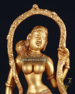 Pure Brass Lady Statue – Ajanta Inspired, 16.5 Inch