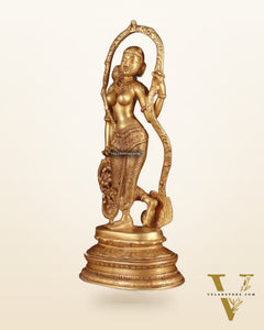 Pure Brass Lady Statue – Ajanta Inspired, 16.5 Inch