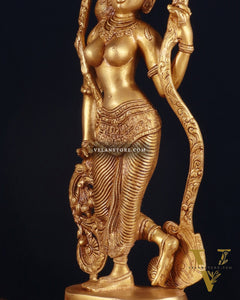 Pure Brass Lady Statue – Ajanta Inspired, 16.5 Inch
