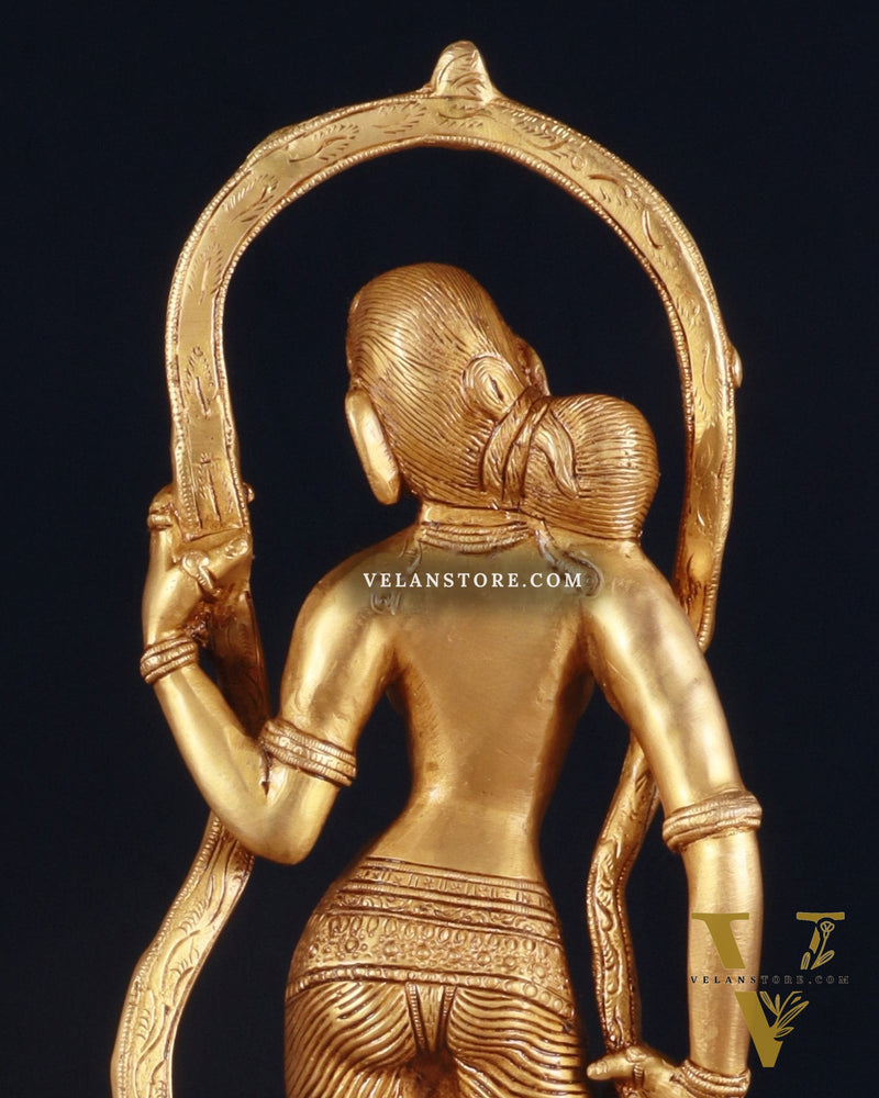 Pure Brass Lady Statue – Ajanta Inspired, 16.5 Inch