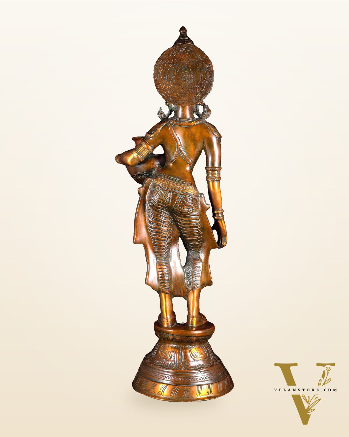 Pure Brass Lady with Pot Statue – Double Chola Tone 28.5 inch