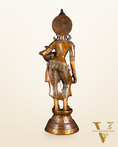 Pure Brass Lady with Pot Statue – Double Chola Tone 28.5 inch