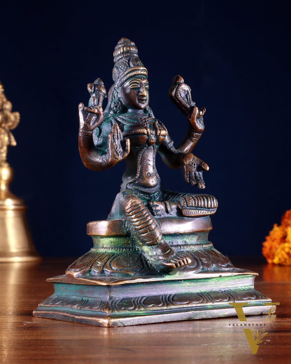 Pure Brass Lakshmi Idol 4.5" Bronze tone