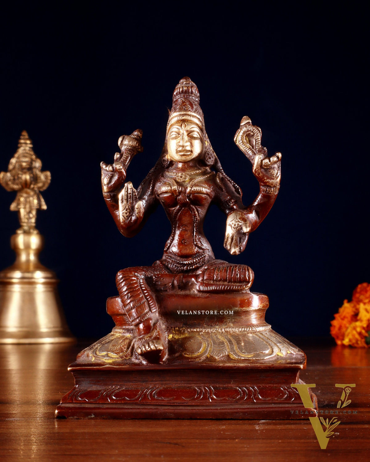 Pure Brass Lakshmi Idol 4.5" dual tone