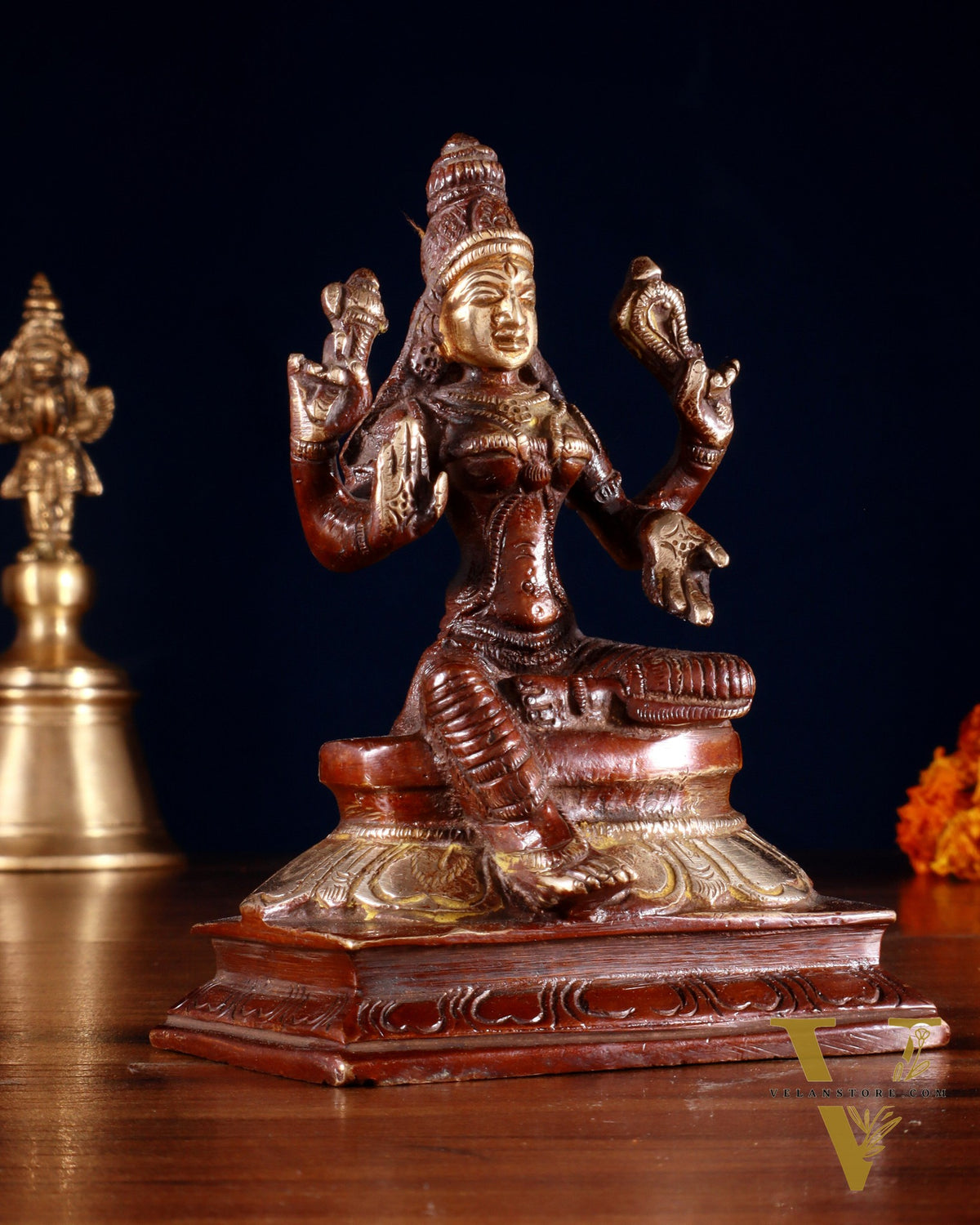 Pure Brass Lakshmi Idol 4.5" dual tone