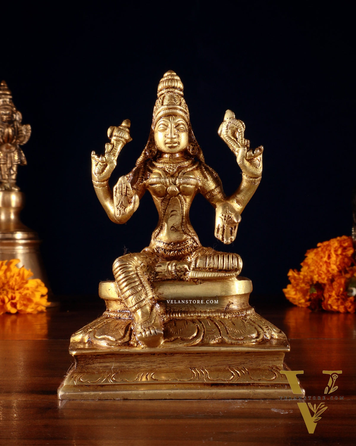 Pure Brass Lakshmi Idol 4.5"