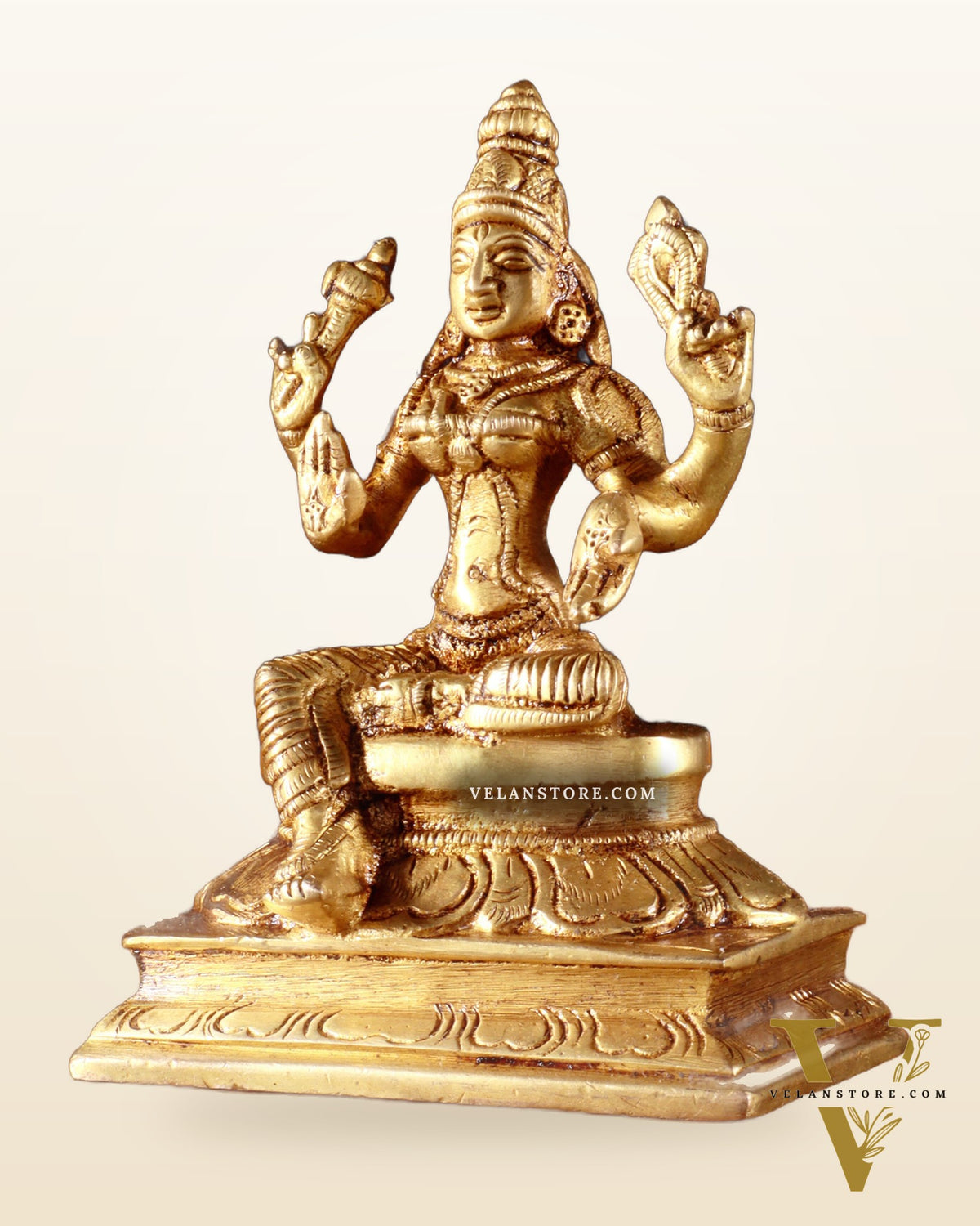 Pure Brass Lakshmi Idol 4.5"