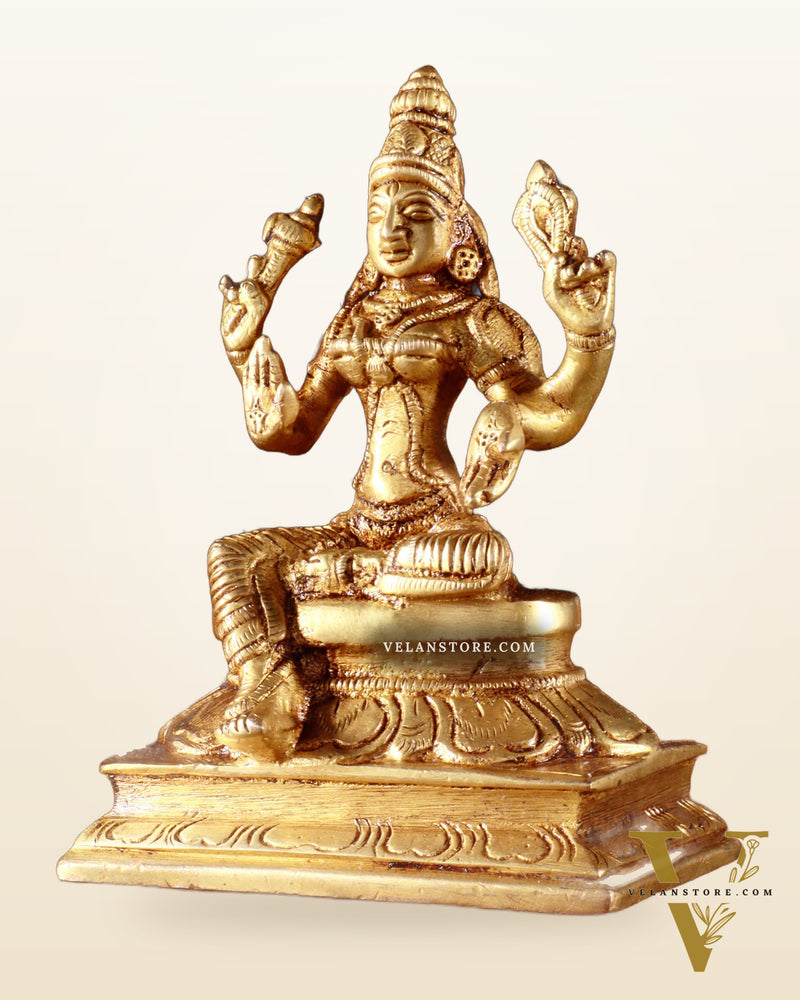 Pure Brass Lakshmi Idol 4.5"