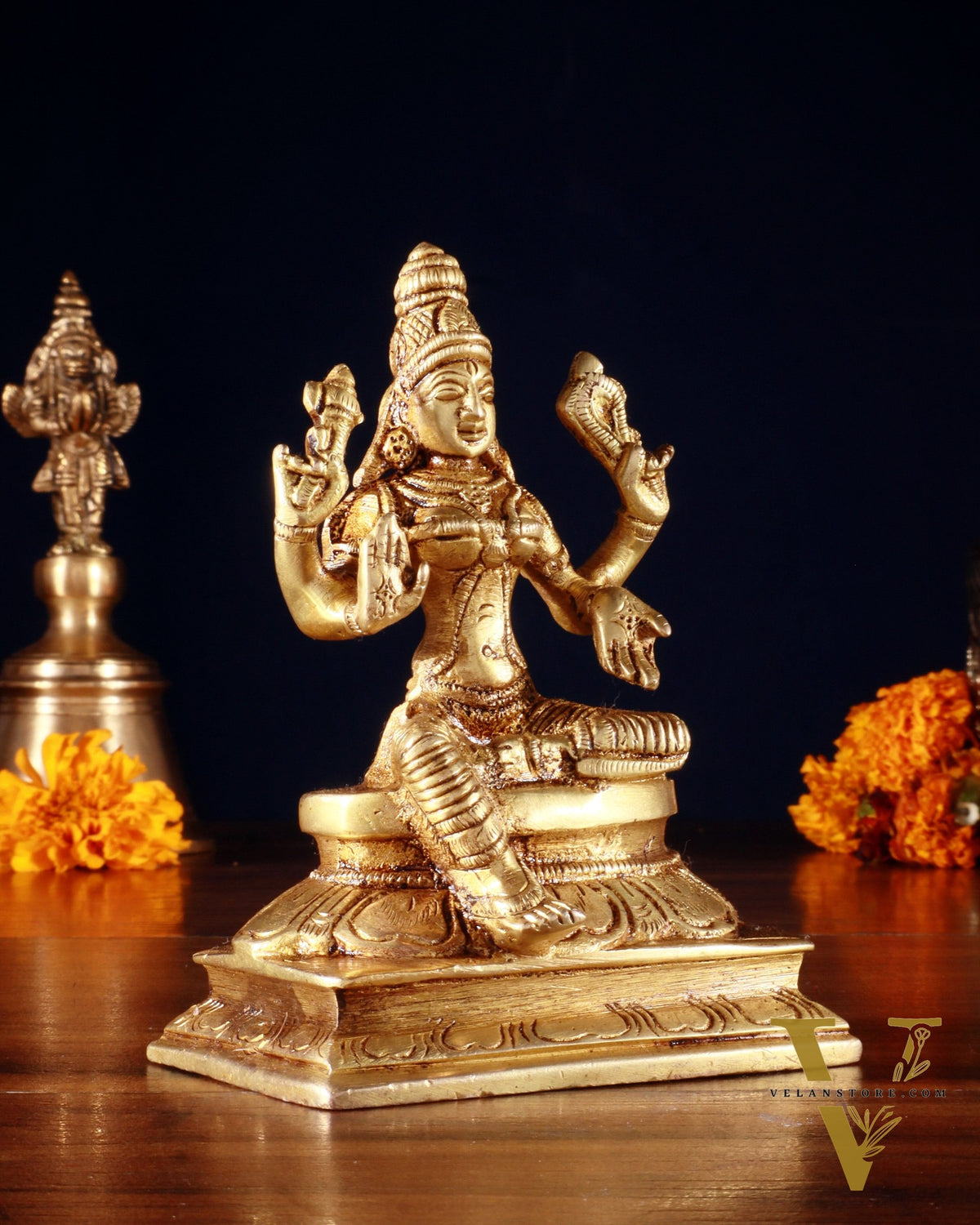 Pure Brass Lakshmi Idol 4.5"