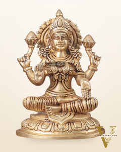 Pure Brass Lakshmi Idol - 7.5" Height
