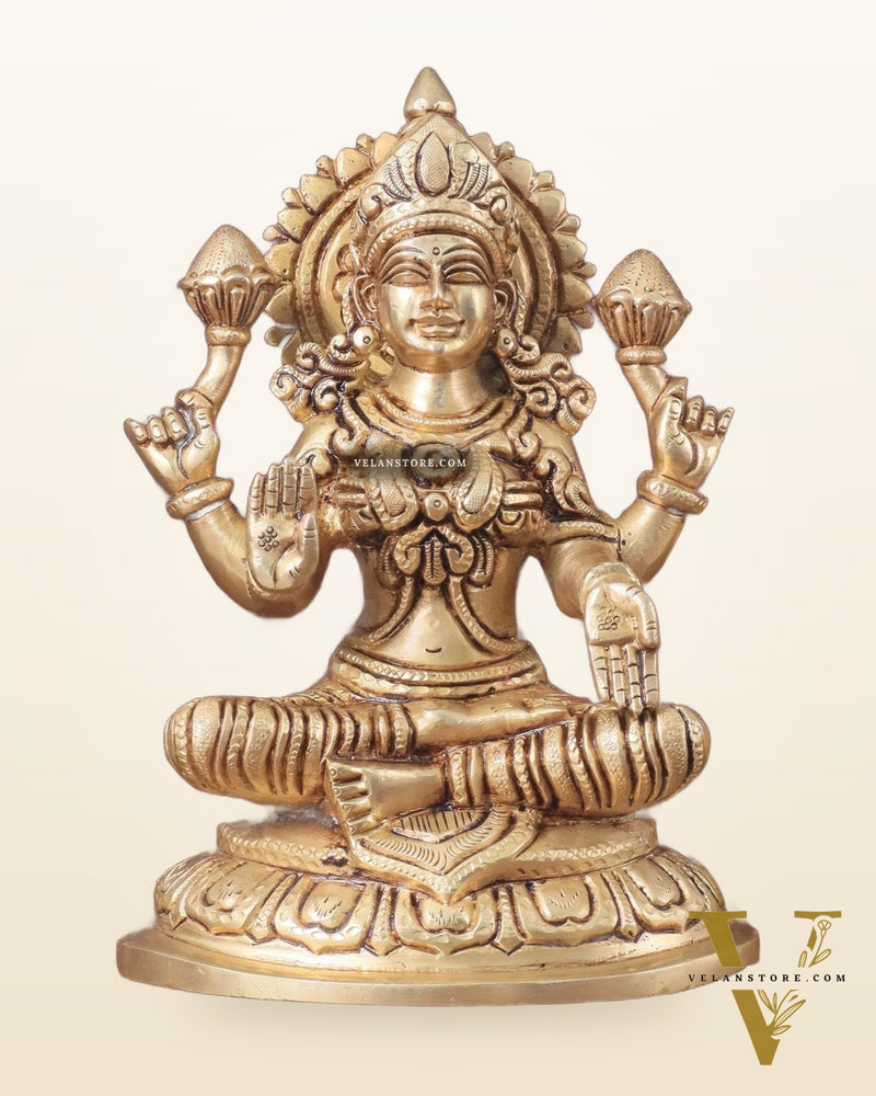 Pure Brass Lakshmi Idol - 7.5" Height