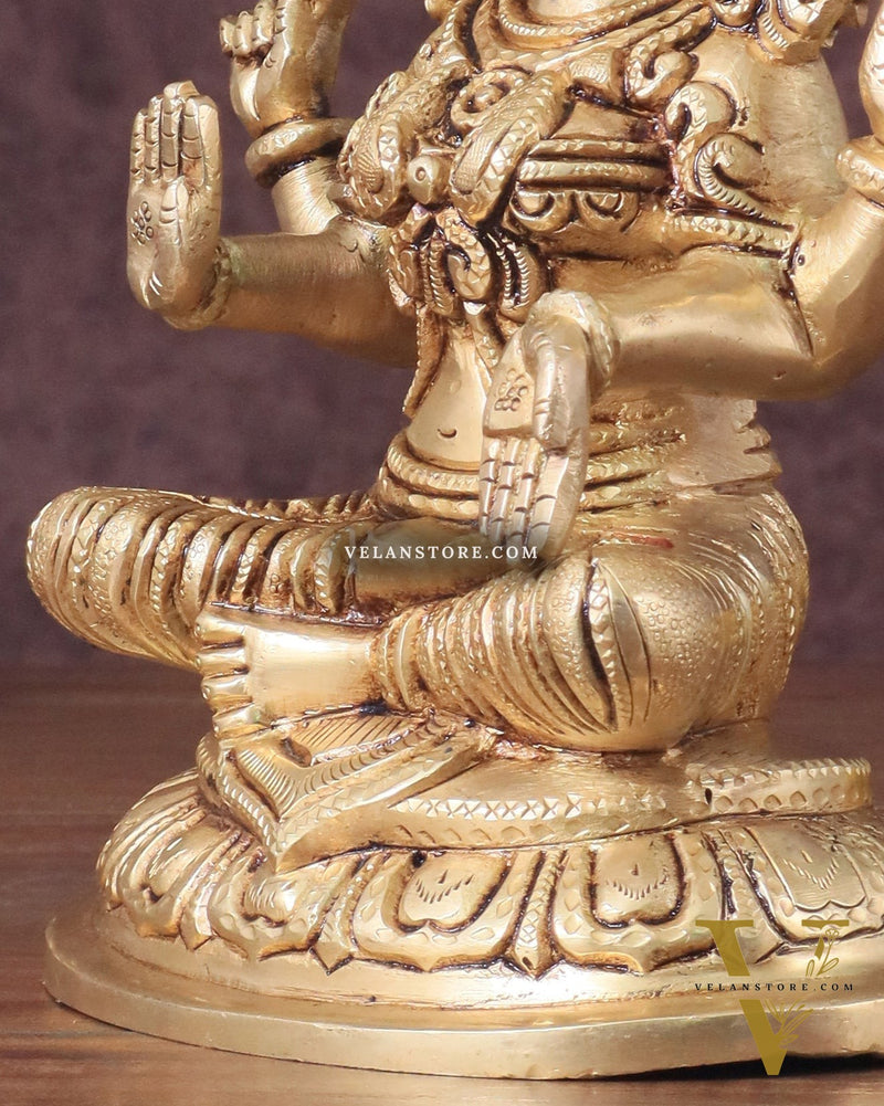 Pure Brass Lakshmi Idol - 7.5" Height