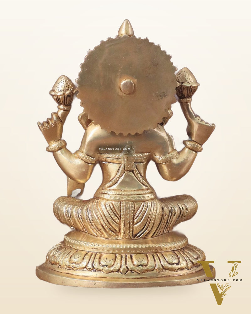 Pure Brass Lakshmi Idol - 7.5" Height