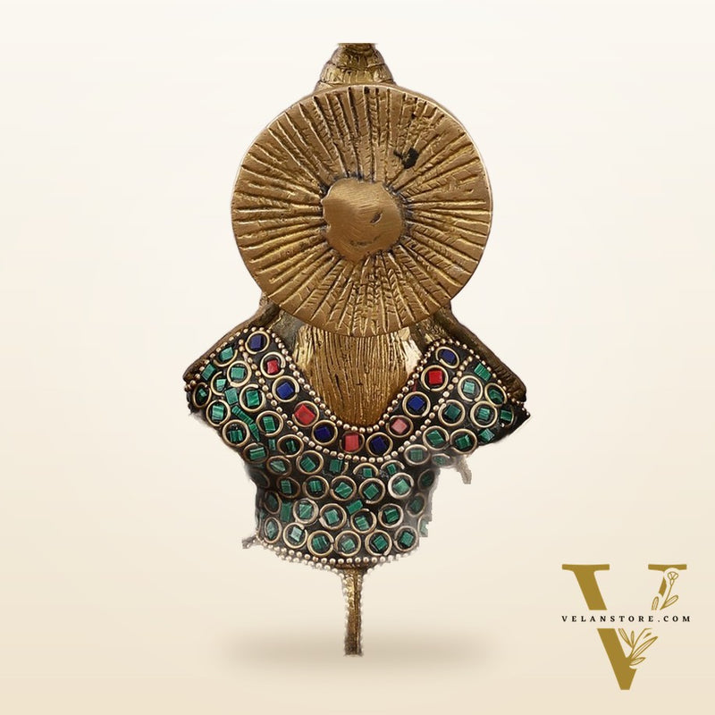 Pure Brass Lakshmi Idol with Meenakari Stonework 9.5"