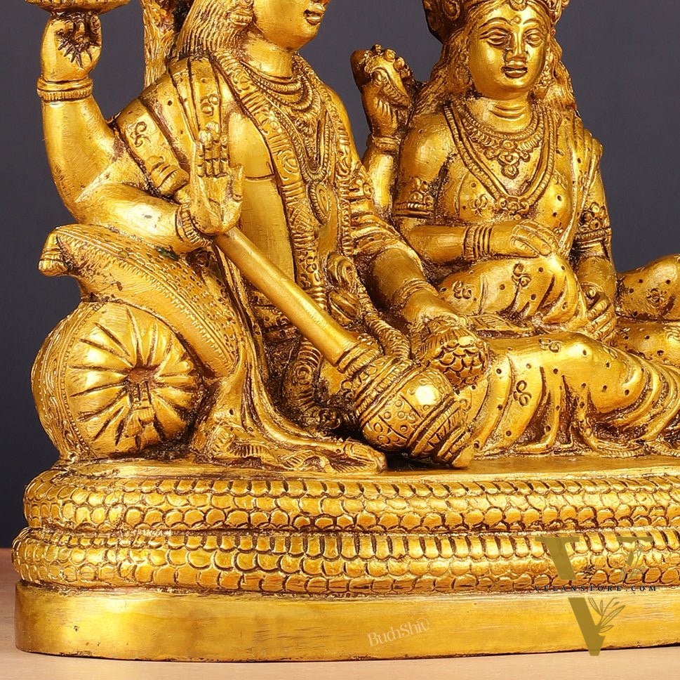 Pure Brass Lakshmi Narayan Resting on Sheshanaag Idol 10"