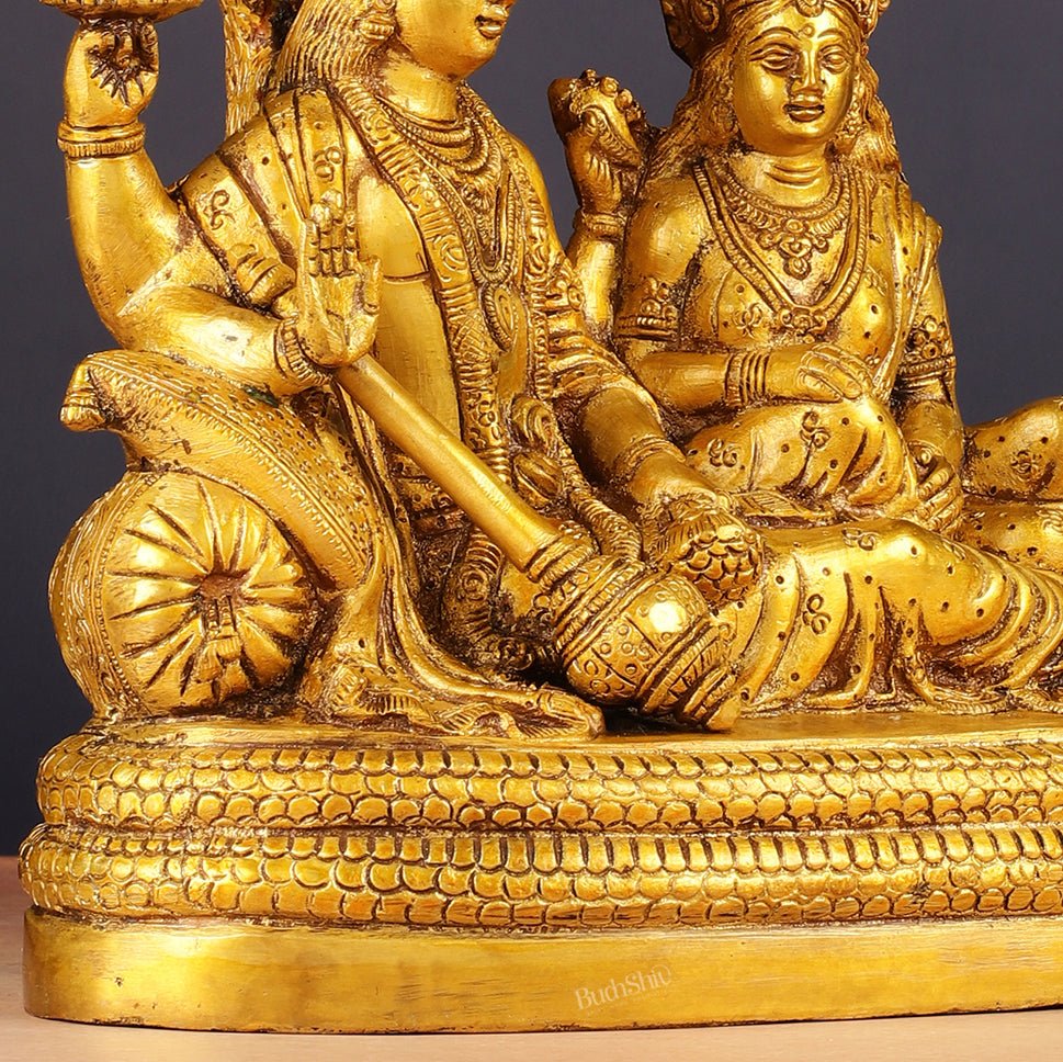 Pure Brass Lakshmi Narayan Resting on Sheshanaag Idol 10"