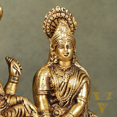 Pure Brass Lakshmi Narayan Resting on Sheshanaag Idol - 8 inch