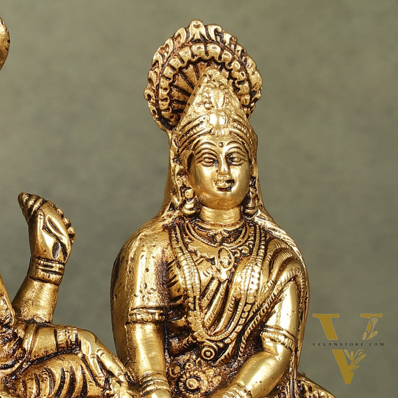 Pure Brass Lakshmi Narayan Resting on Sheshanaag Idol - 8 inch