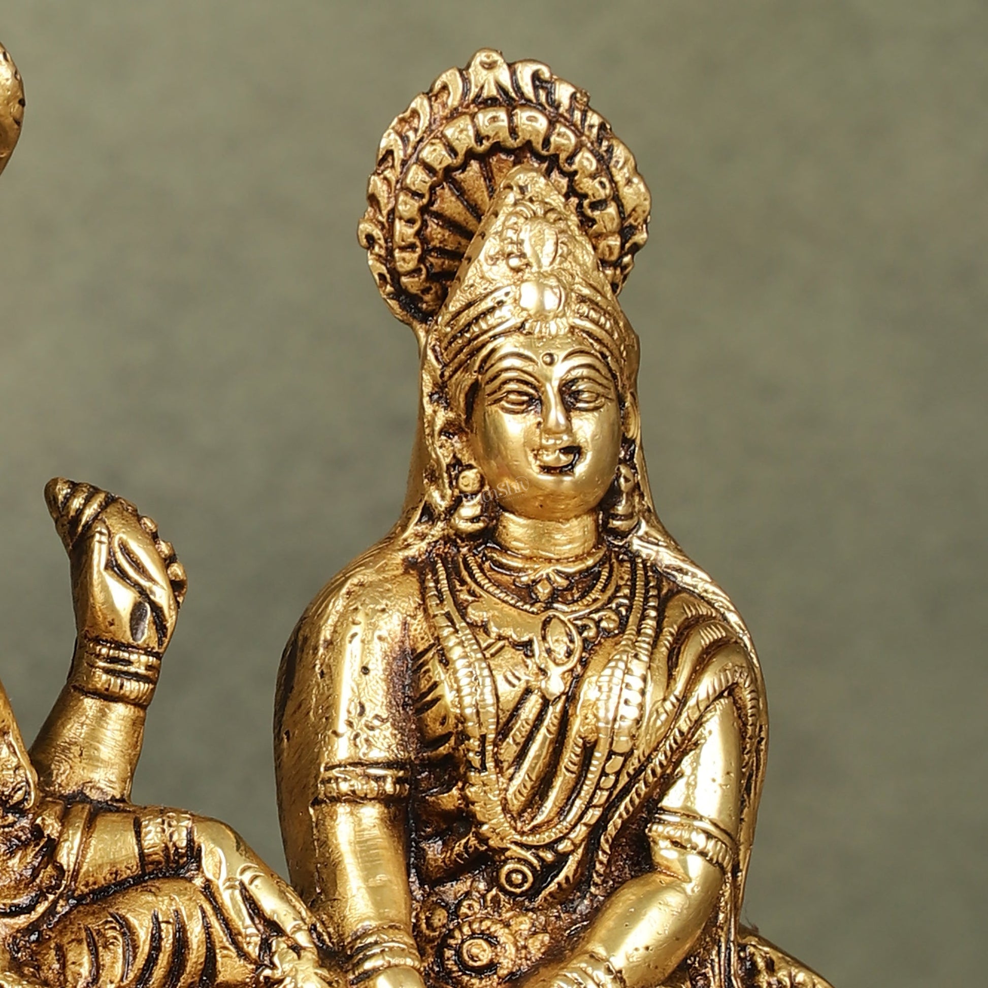 Pure Brass Lakshmi Narayan Resting on Sheshanaag Idol - 8 inch