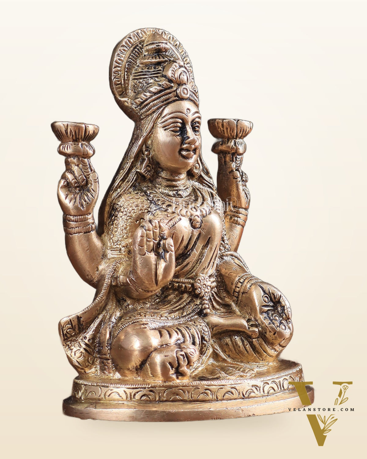 Pure Brass Lakshmi statue 6"