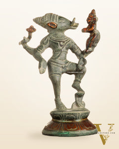 Pure Brass Lakshmi Varaha Idol – 7" vintage sand