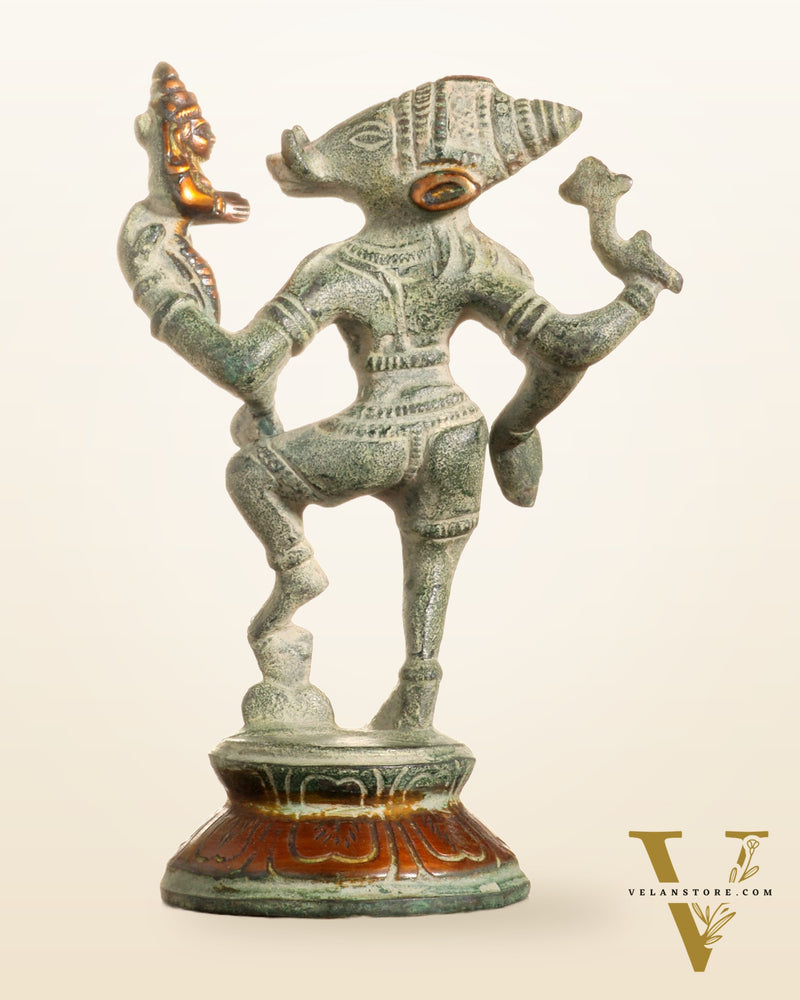 Pure Brass Lakshmi Varaha Idol – 7" vintage sand