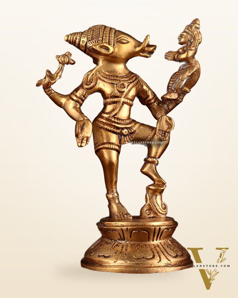 Pure Brass Lakshmi Varaha Swami Idol – 7"
