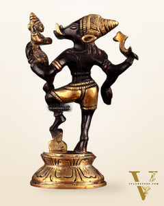 Pure Brass Lakshmi Varaha Swami Idol in Black-Gold Tone – 7"