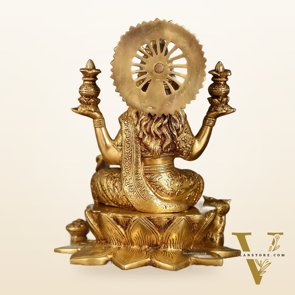 Pure Brass Lakshmi with Owl Idol Seated on Lotus | 11 Inch Height | 6.25 KG