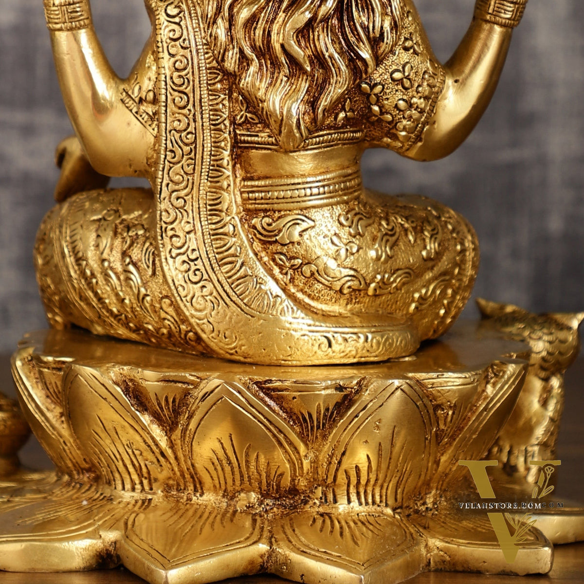 Pure Brass Lakshmi with Owl Idol Seated on Lotus | 11 Inch Height | 6.25 KG