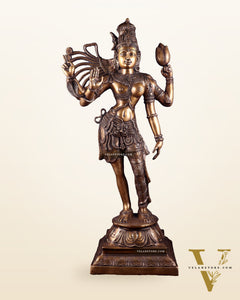 Pure Brass Large Ardhanarishvara Statue – Burnt Brass Finish 40 inch