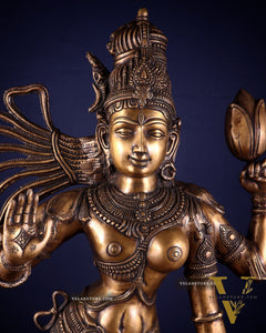 Pure Brass Large Ardhanarishvara Statue – Burnt Brass Finish 40 inch