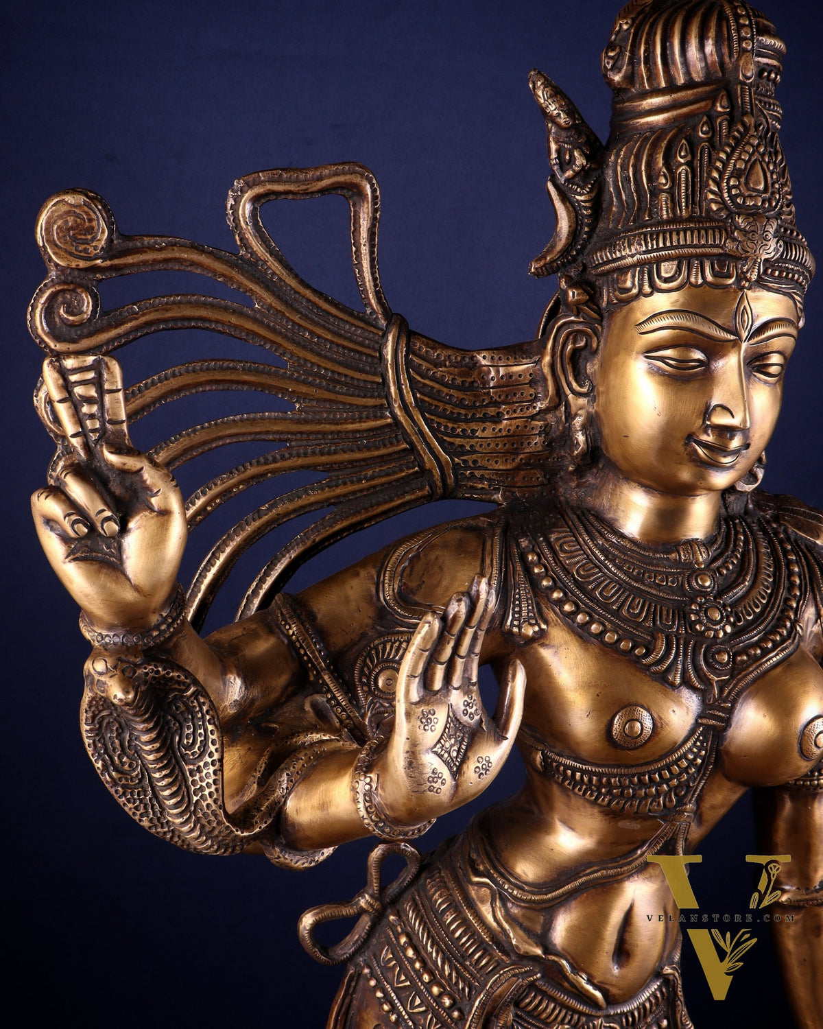Pure Brass Large Ardhanarishvara Statue – Burnt Brass Finish 40 inch