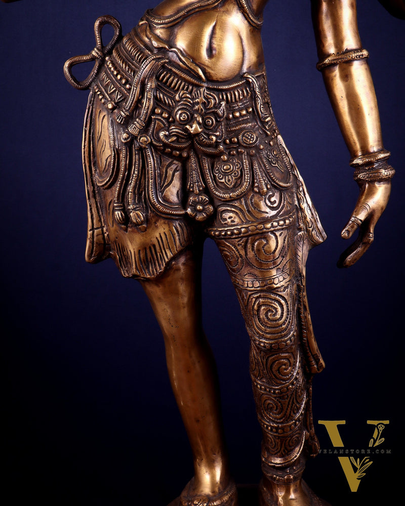 Pure Brass Large Ardhanarishvara Statue – Burnt Brass Finish 40 inch