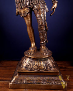 Pure Brass Large Ardhanarishvara Statue – Burnt Brass Finish 40 inch