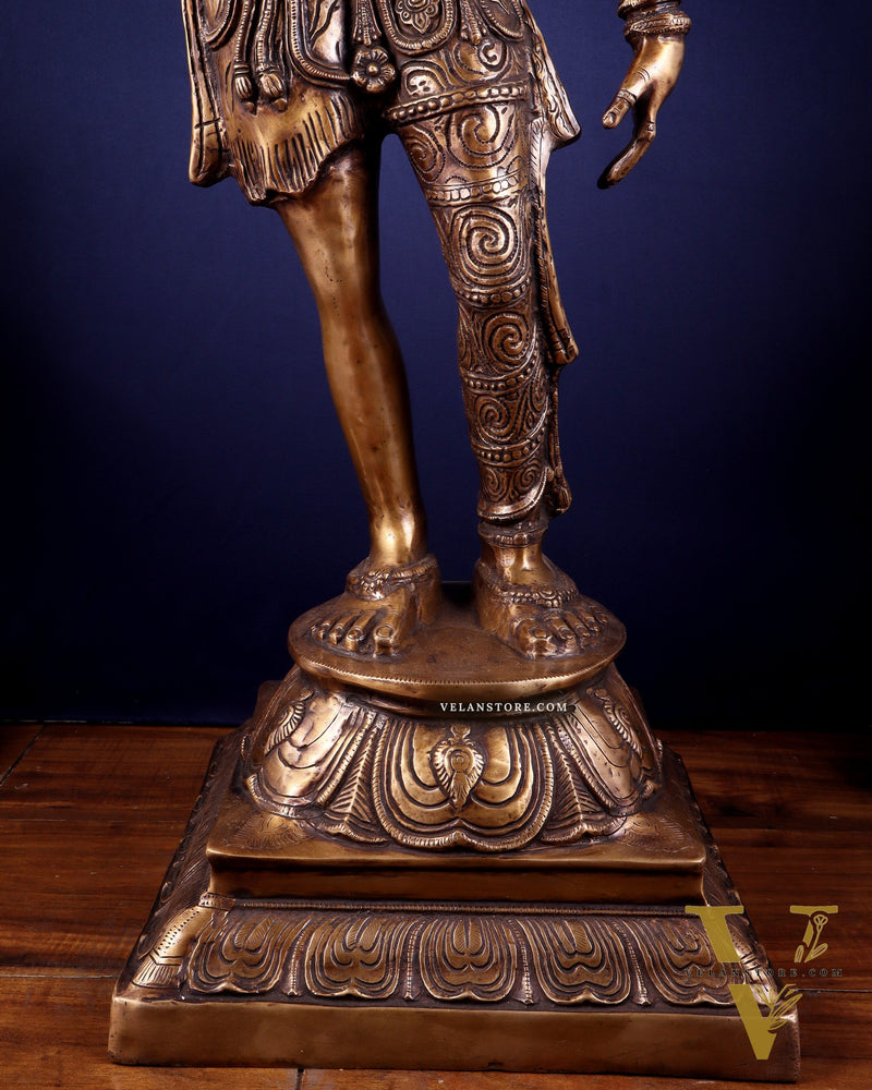 Pure Brass Large Ardhanarishvara Statue – Burnt Brass Finish 40 inch