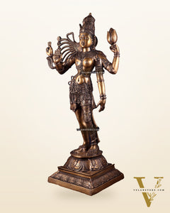 Pure Brass Large Ardhanarishvara Statue – Burnt Brass Finish 40 inch